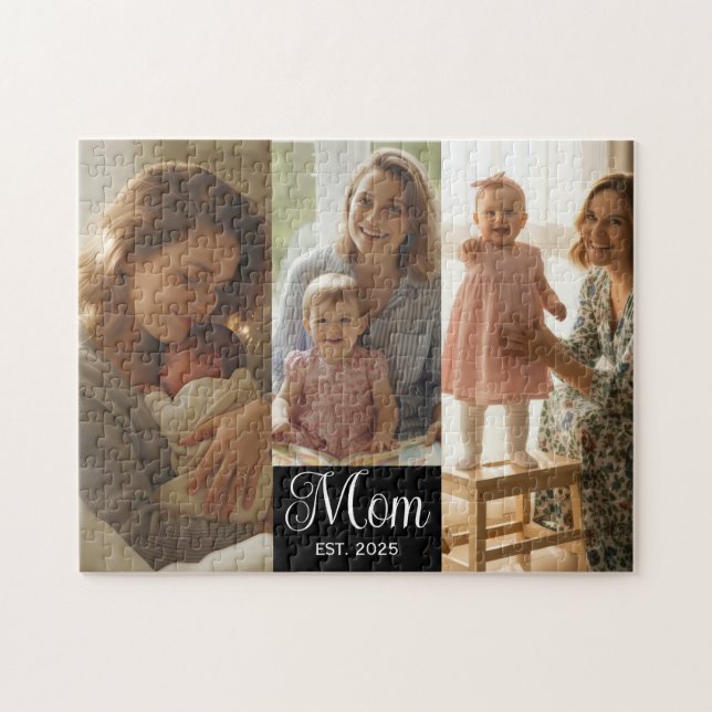 Mom Established Modern Script Black 3 Photo (Horizontal)