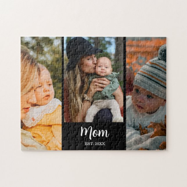 Mom Established Modern Script Black 3 Photo (Horizontal)
