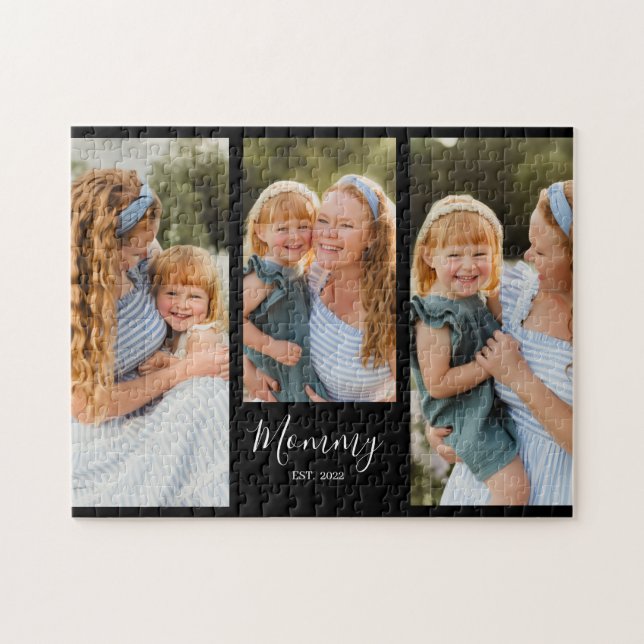 Mom Established Modern Script Black 3 Photo (Horizontal)