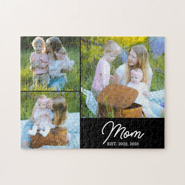 Mom Established Modern Script Black 3 Photo (Horizontal)