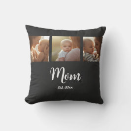 Mom Established Modern Script Black 3 Photo Kissen