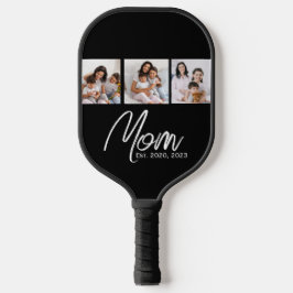 Mom Established Modern Script Black 3 Photo Pickleball Schläger