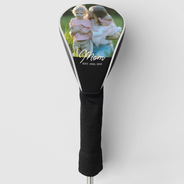 Mom Established Modern Script Photo Golf Headcover (Vorderseite)