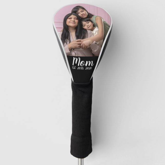 Mom Established Modern Script Photo Golf Headcover (Vorderseite)
