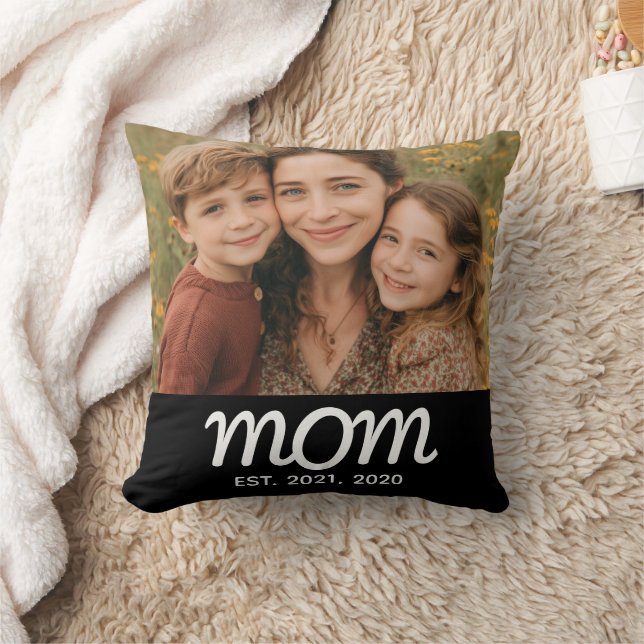 Mom Established Modern Script Photo Kissen (Decke)