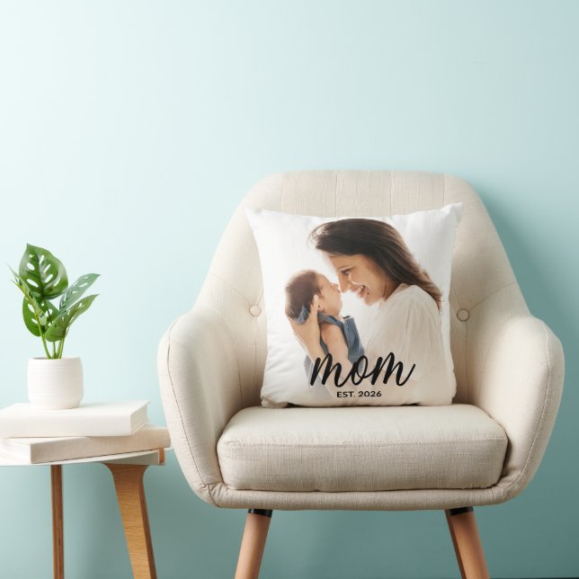 Mom Established Modern Script Photo Kissen (Stuhl )