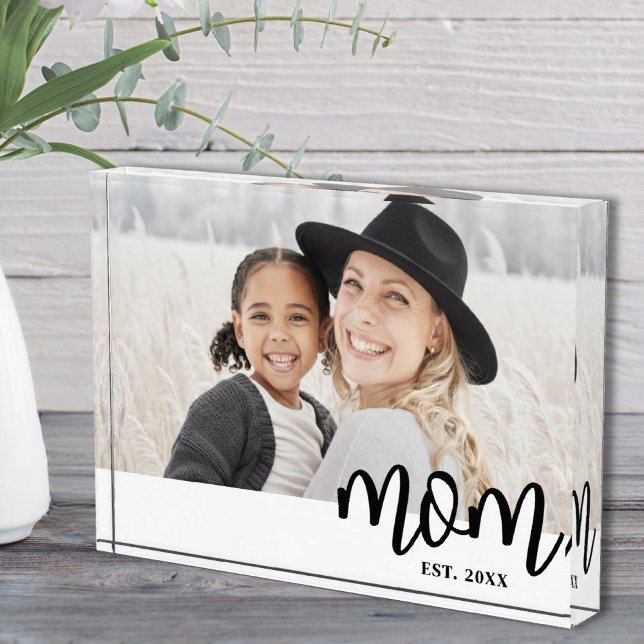 Mom Established Mother's Day Fotoblock (Mom Established Mother's Day Gift Photo Block)