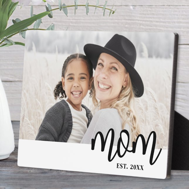 Mom Established Mother's Day Gift Photo Fotoplatte (Mom Established Mother's Day Gift plaque)