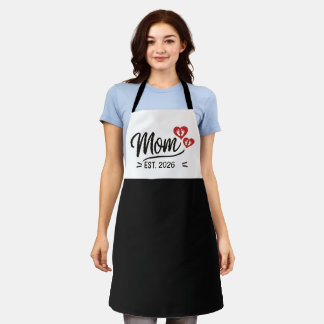 Mom Established Mothers Day Year Script Heart Schürze