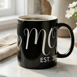 Mom Established New Mom Big Script Heart Zweifarbige Tasse