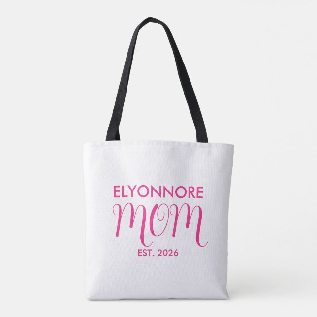 Mom Established New Mom Gift Black Custom Name  Tasche (Rückseite)