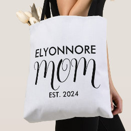 Mom Established New Mom Gift Black Custom Name  Tasche