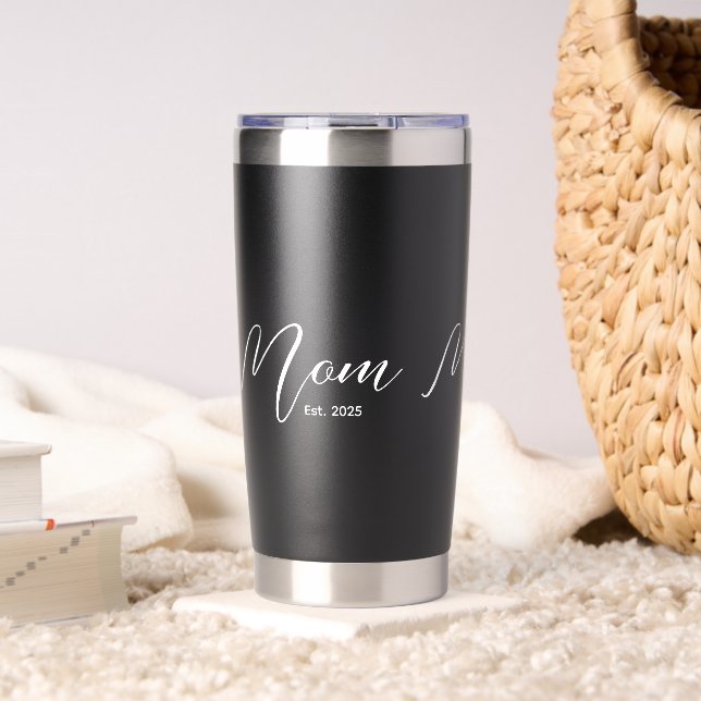 Mom Established New Mom Gift Black Thermobecher (Wohnzimmer (gedreht))