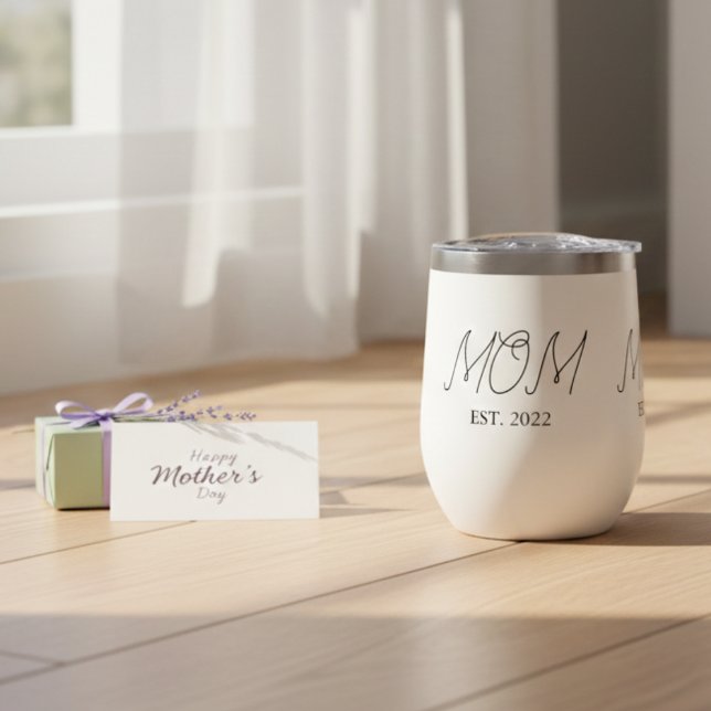 Mom Established New Mom Gift Thermal Wine Tumbler (Créateur téléchargé)