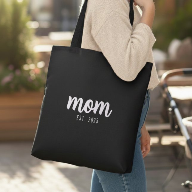Mom Established New Mom Gift Tote Bag Tasche (Von Creator hochgeladen)