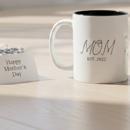 Mom Established New Mom Gift Two-Tone Coffee Mug Zweifarbige Tasse