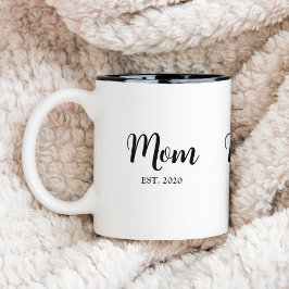 Mom Established New Mom Gift Zweifarbige Tasse