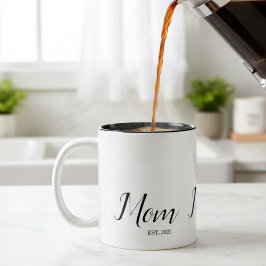 Mom Established New Mom Gift  Zweifarbige Tasse