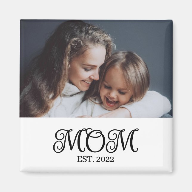 Mom Established Photo Mother's Day Gift Magnet (Vorne)