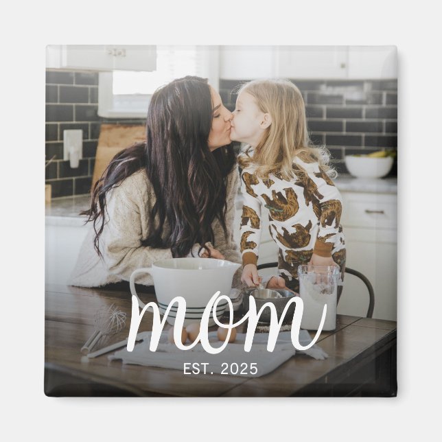 Mom Established Photo Mother's Day Magnet (Vorne)