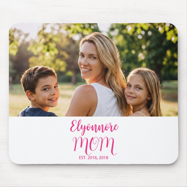 Mom Established Pink Script Name  Mousepad (Vorne)