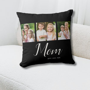 Mom Established Schrift Schwarz 3 Foto Kissen
