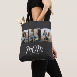 Mom Established Schrift Schwarz 3 Foto Tote Bag Tasche