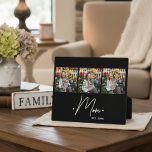 Mom Established Script 3 Photo Black Fotoplatte<br><div class="desc">Black White Mom Established Script Black 3 Photo Design. Replace the photos with your own of your kids and change the years to the years you became a mom. Created by Simply Farmhouse Press.</div>