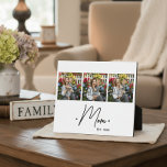 Mom Established Script 3 Photo White Fotoplatte<br><div class="desc">Black & White Mom Established Script White 3 Photo Design. Replace the photos with your own of your kids and change the years to the years you became a mom. Created by Simply Farmhouse Press.</div>