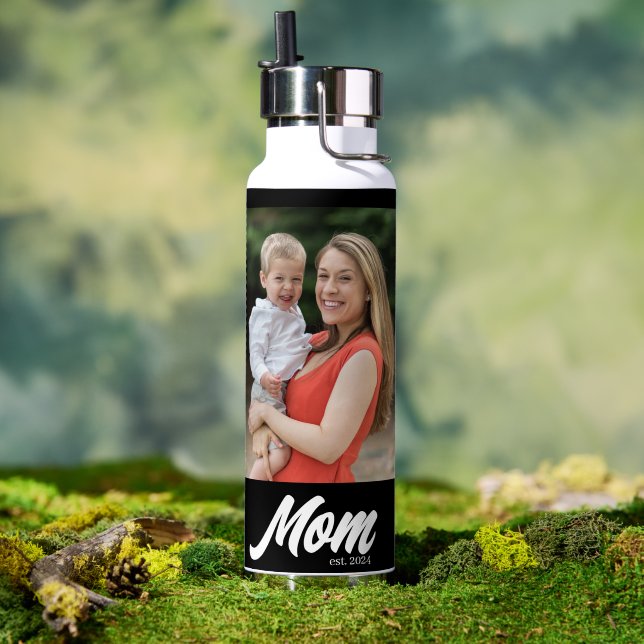Mom Established Script Black 2 Photo Trinkflasche ( Außenbereich (gedreht))