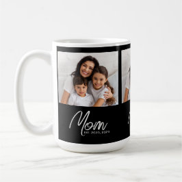 Mom Established Script Black 3 Photo Coffee Mug Kaffeetasse
