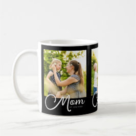 Mom Established Script Black 3 Photo Coffee Mug Kaffeetasse