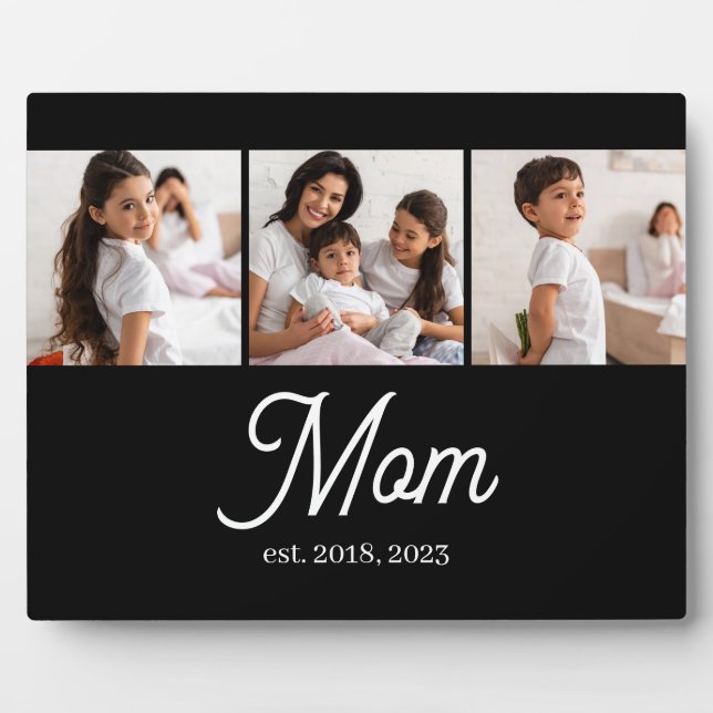 Mom Established Script Black 3 Photo Fotoplatte (Vorderseite)