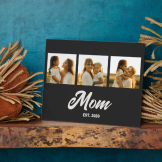 Mom Established Script Black 3 Photo Fotoplatte