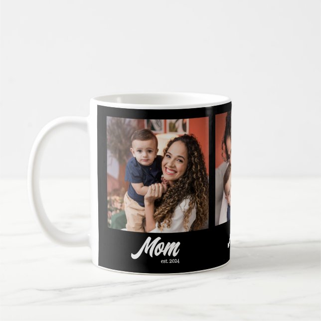 Mom Established Script Black 3 Photo Kaffeetasse (Links)