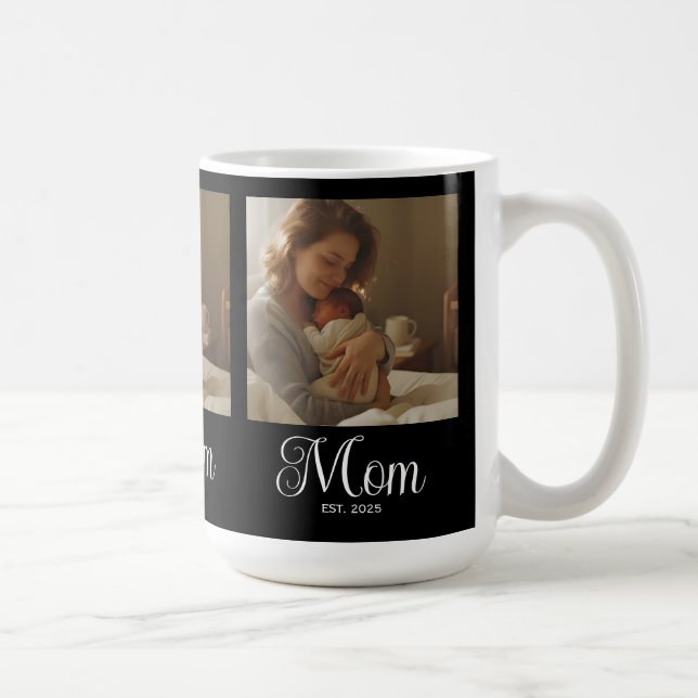 Mom Established Script Black 3 Photo Kaffeetasse (Rechts)