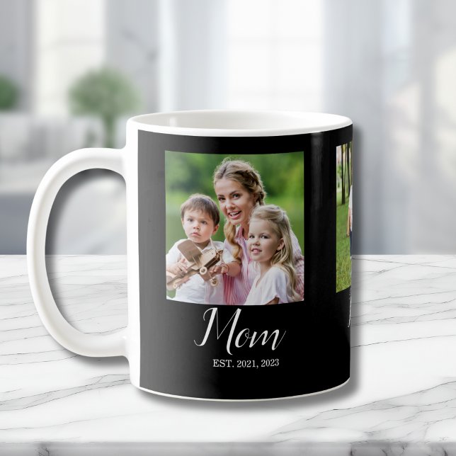 Mom Established Script Black 3 Photo Kaffeetasse (Von Creator hochgeladen)
