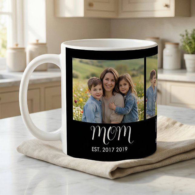 Mom Established Script Black 3 Photo Kaffeetasse (Von Creator hochgeladen)