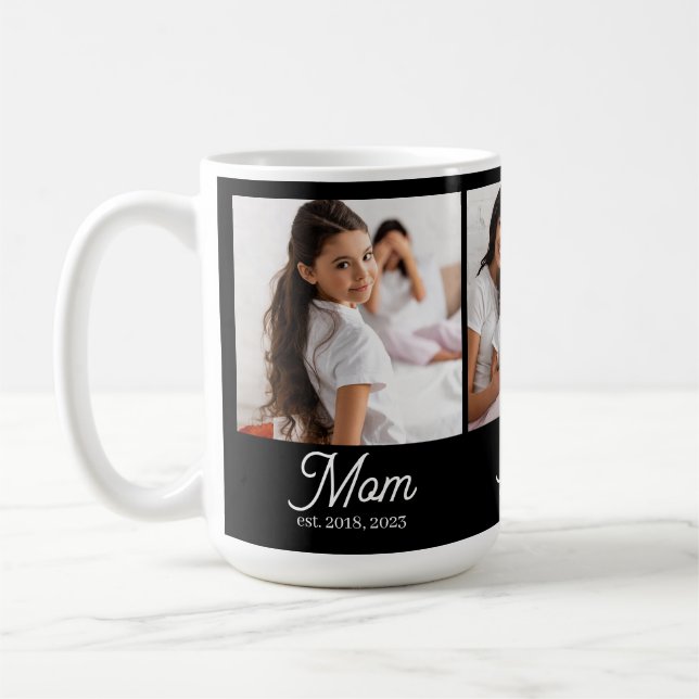 Mom Established Script Black 3 Photo Kaffeetasse (Links)