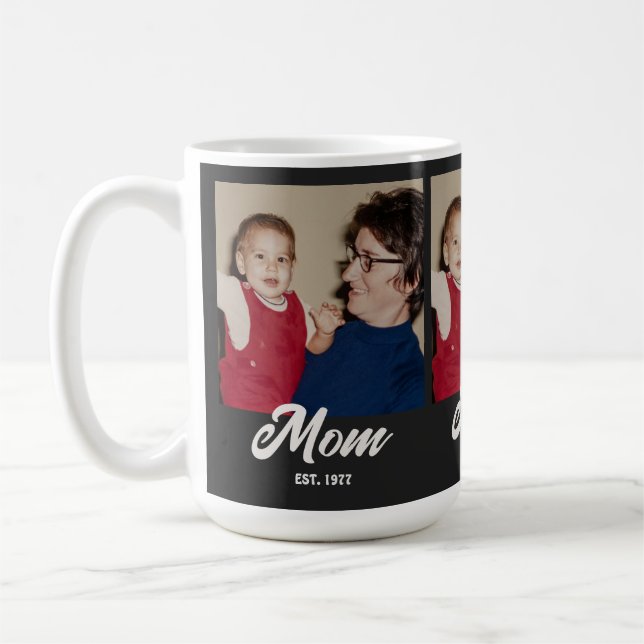 Mom Established Script Black 3 Photo Kaffeetasse (Links)