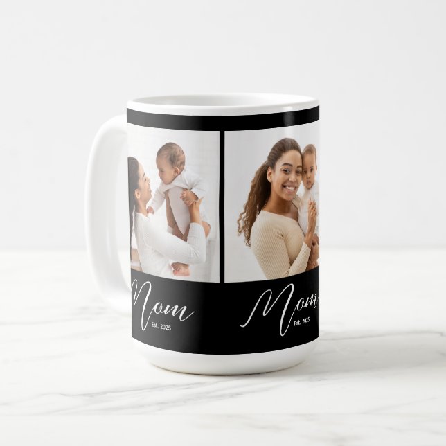 Mom Established Script Black 3 Photo Kaffeetasse (Vorderseite Links)