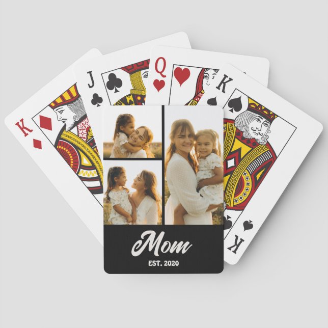 Mom Established Script Black 3 Photo Spielkarten (Rückseite)