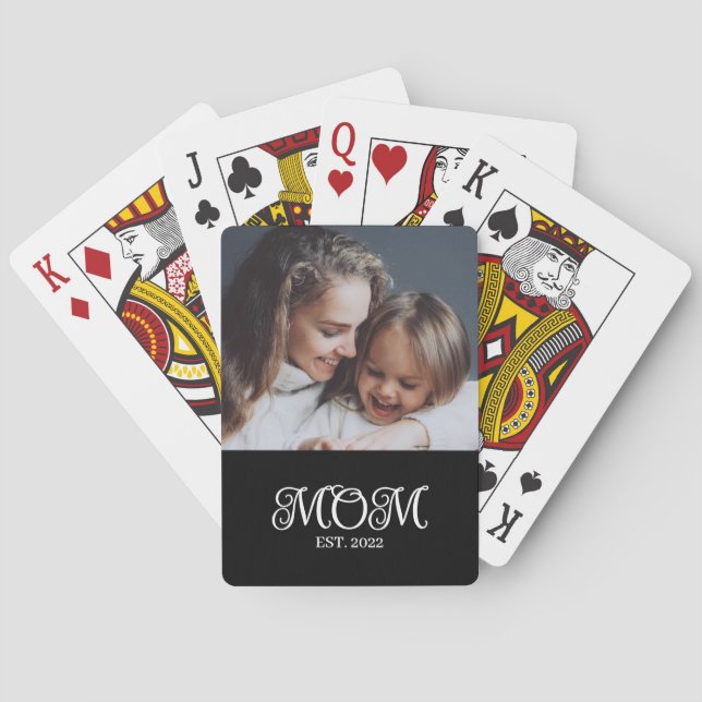 Mom Established Script Black Photo Poker Cards Spielkarten (Rückseite)