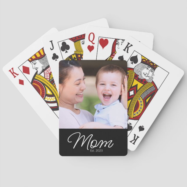 Mom Established Script Black Photo Spielkarten (Rückseite)