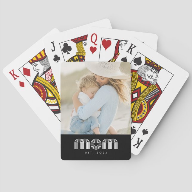 Mom Established Script Black Photo  Spielkarten (Rückseite)