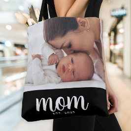Mom Established Script Black Photo Tasche