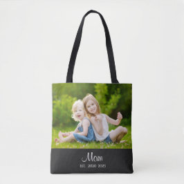 Mom Established Script Black Photo Tasche