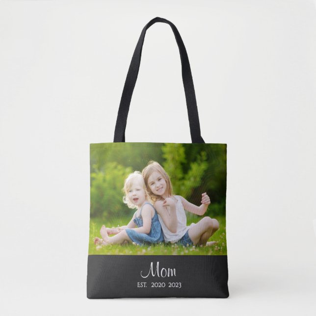 Mom Established Script Black Photo Tasche (Vorderseite)