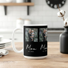 Mom Established Script Black Repeat Photo Kaffeetasse