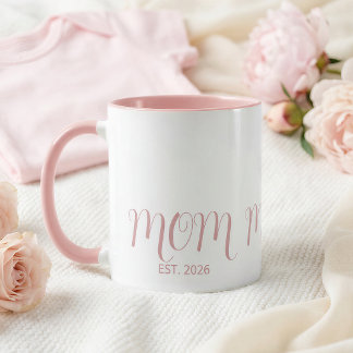 Mom Established Sweet Pink Script New Mom Gift  Tasse